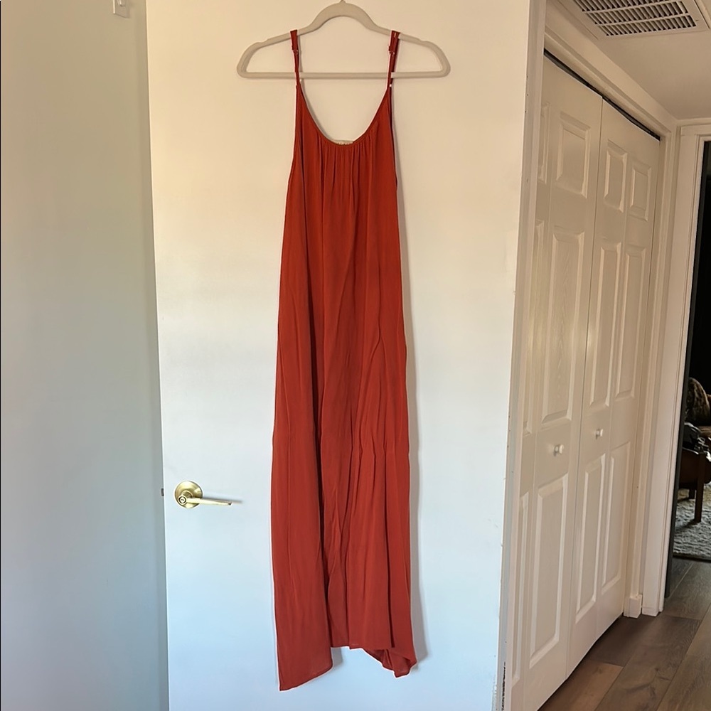 New In Orange Rust Colored Maxi Sun Dress Size Small